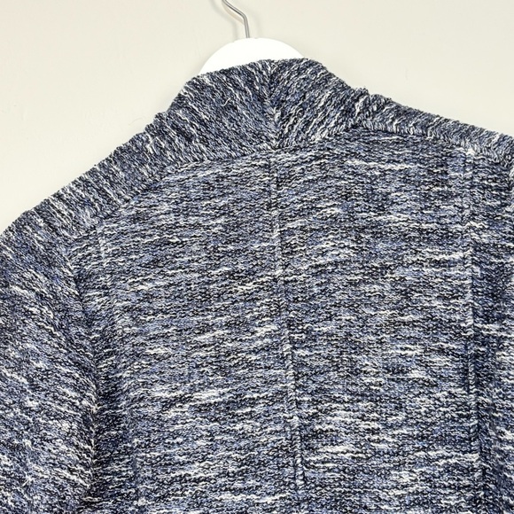 VINCE Drape Women’s Blue Drape Neck Tweed Jacket Open Front Long Sleeve Size M - Picture 4 of 9